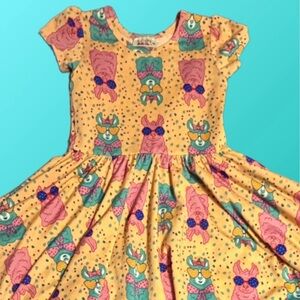 Dot Dot Smile DDS Cap-Sleeve Twirl Dress-Colorful Llamas- Size 5/6